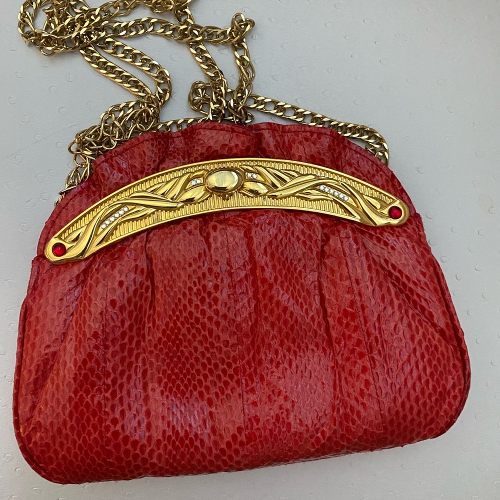 Fabulous Vintage RED alligator skin purse